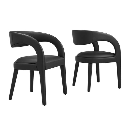 Heron Faux Leather Dining Chair Set of 2, Black