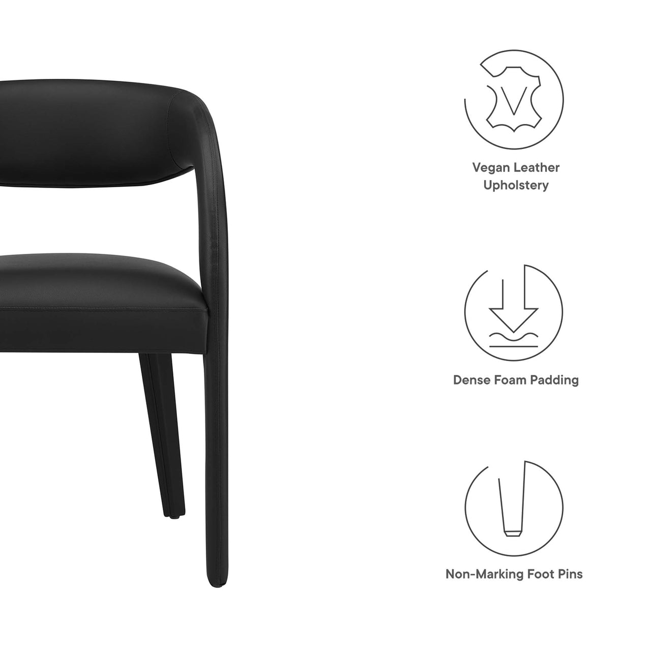 Heron Faux Leather Dining Chair Set of 2, Black