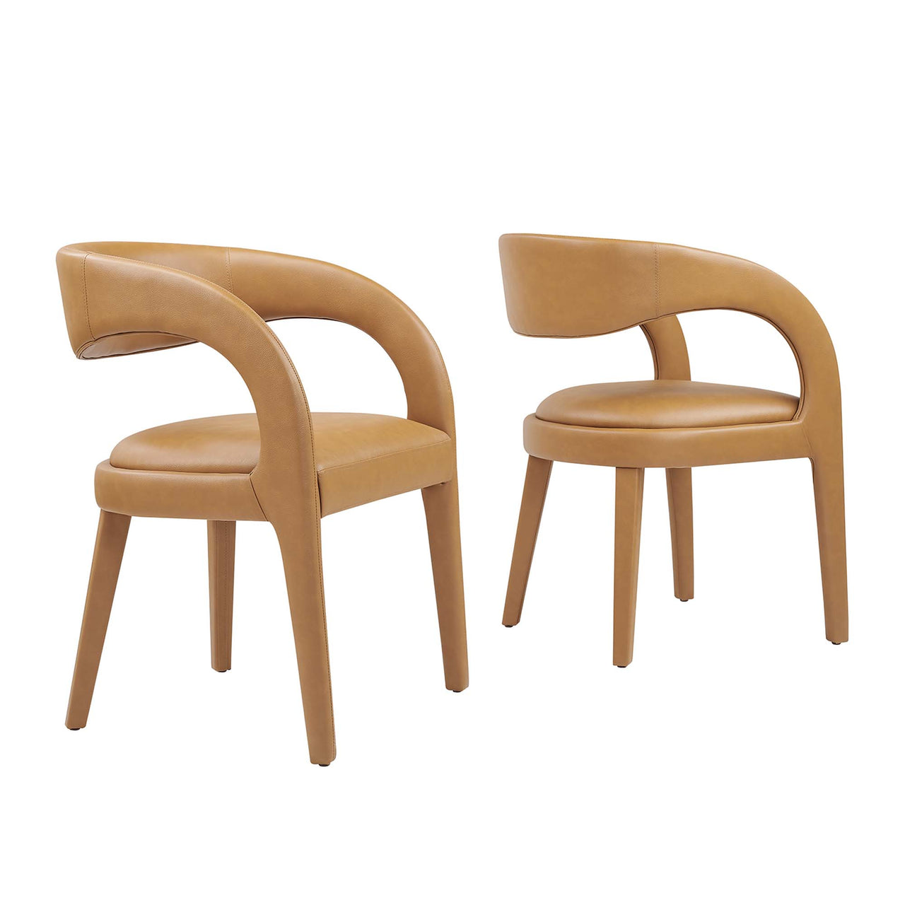 Heron Faux Leather Dining Chair Set of 2, Tan