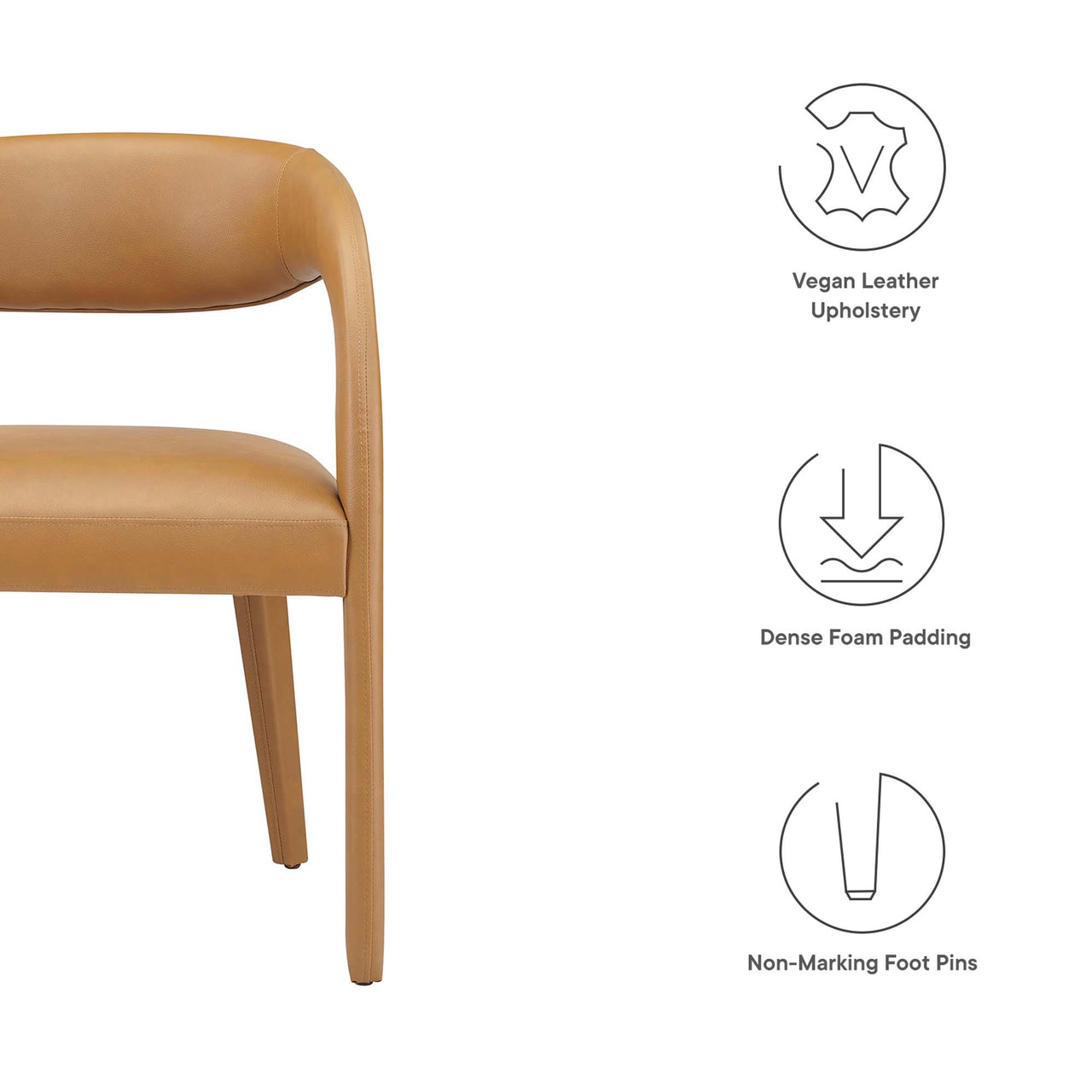 Heron Faux Leather Dining Chair Set of 2, Tan