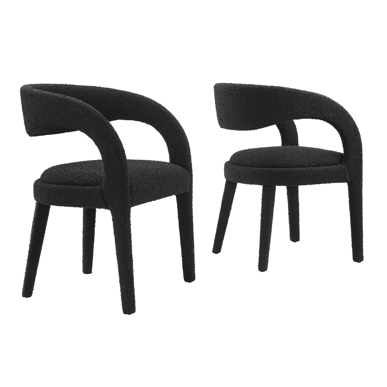 Heron Boucle Dining Chair Set of 2, Black