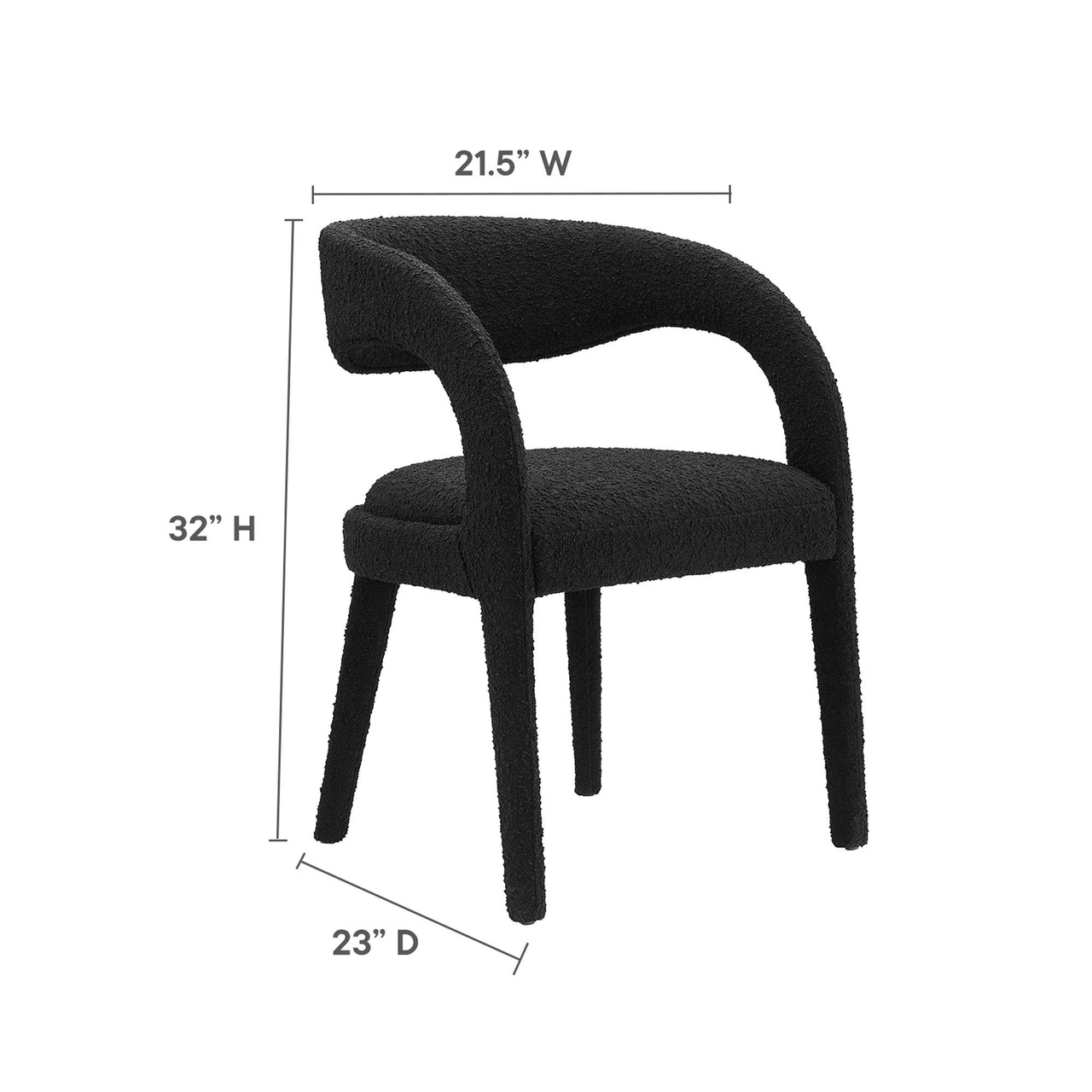Heron Boucle Dining Chair Set of 2, Black