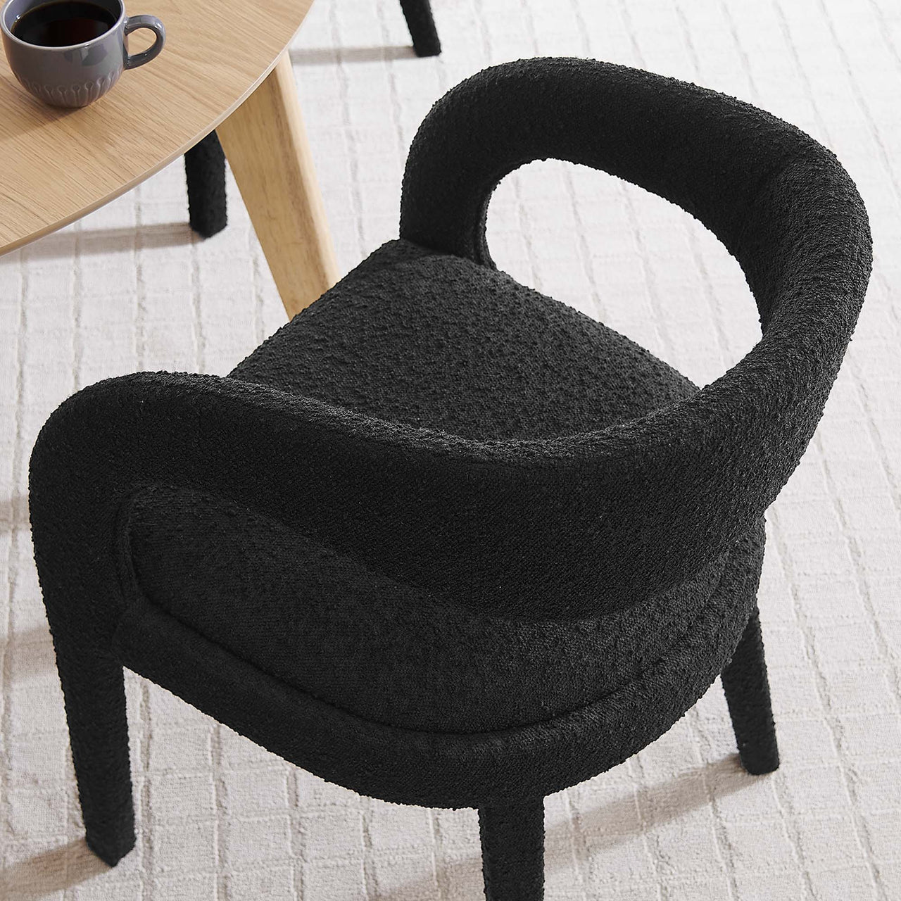 Heron Boucle Dining Chair Set of 2, Black