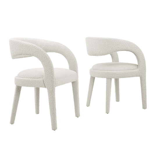 Heron Boucle Dining Chair Set of 2, Ivory