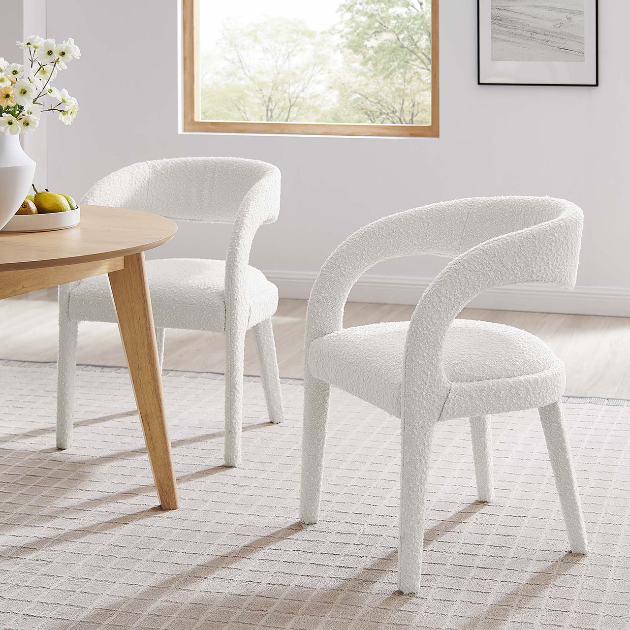 Heron Boucle Dining Chair Set of 2, Ivory