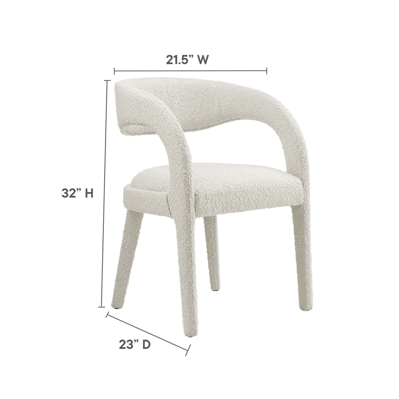 Heron Boucle Dining Chair Set of 2, Ivory