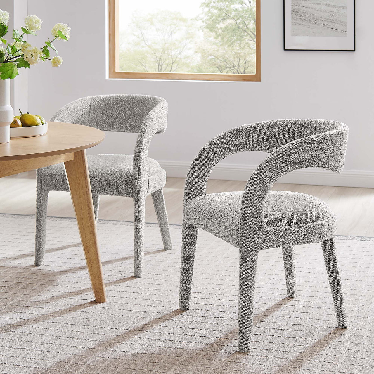 Heron Boucle Dining Chair Set of 2, Taupe