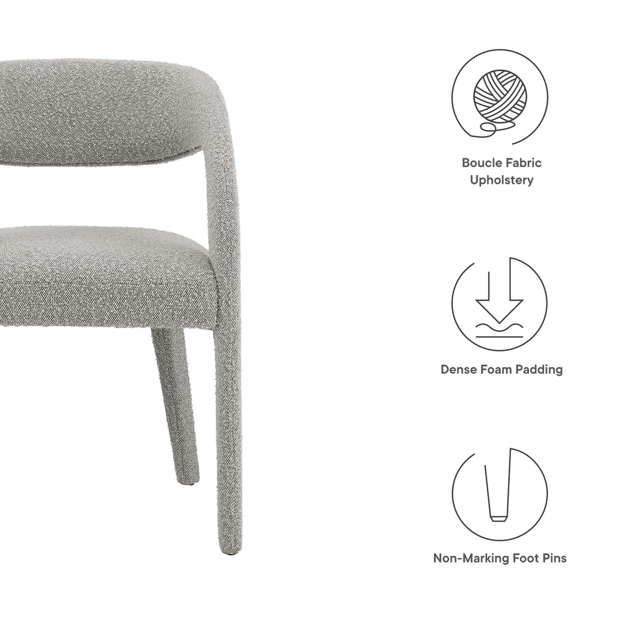 Heron Boucle Dining Chair Set of 2, Taupe