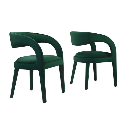 Heron Velvet Dining Chair Set of 2, Green