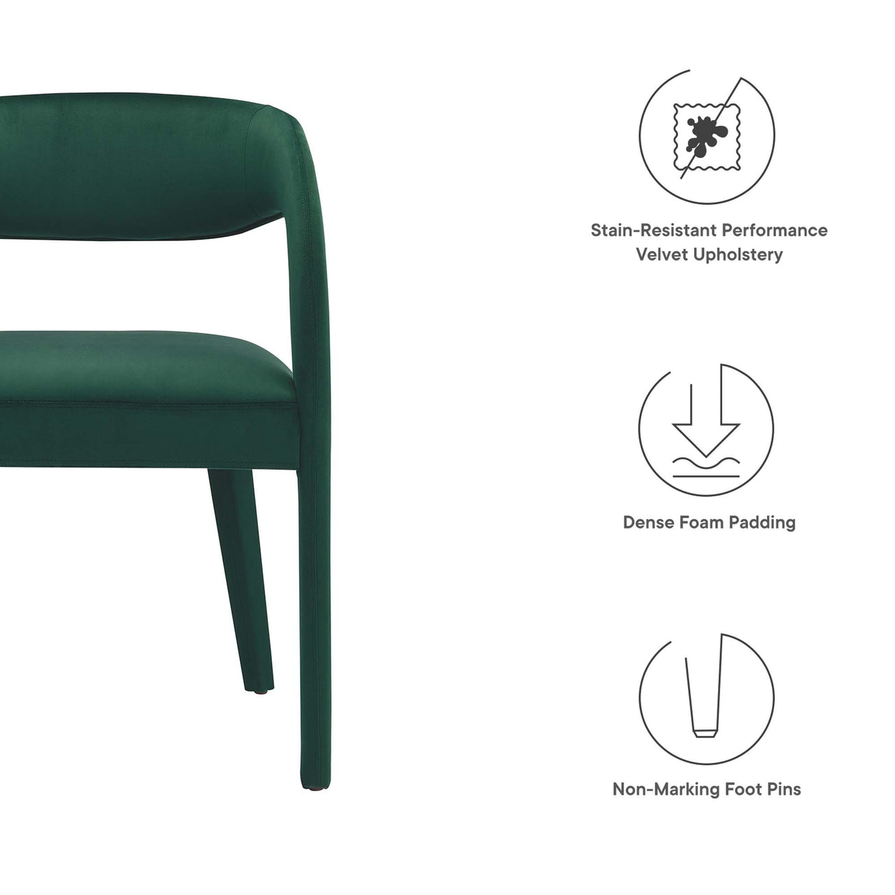 Heron Velvet Dining Chair Set of 2, Green