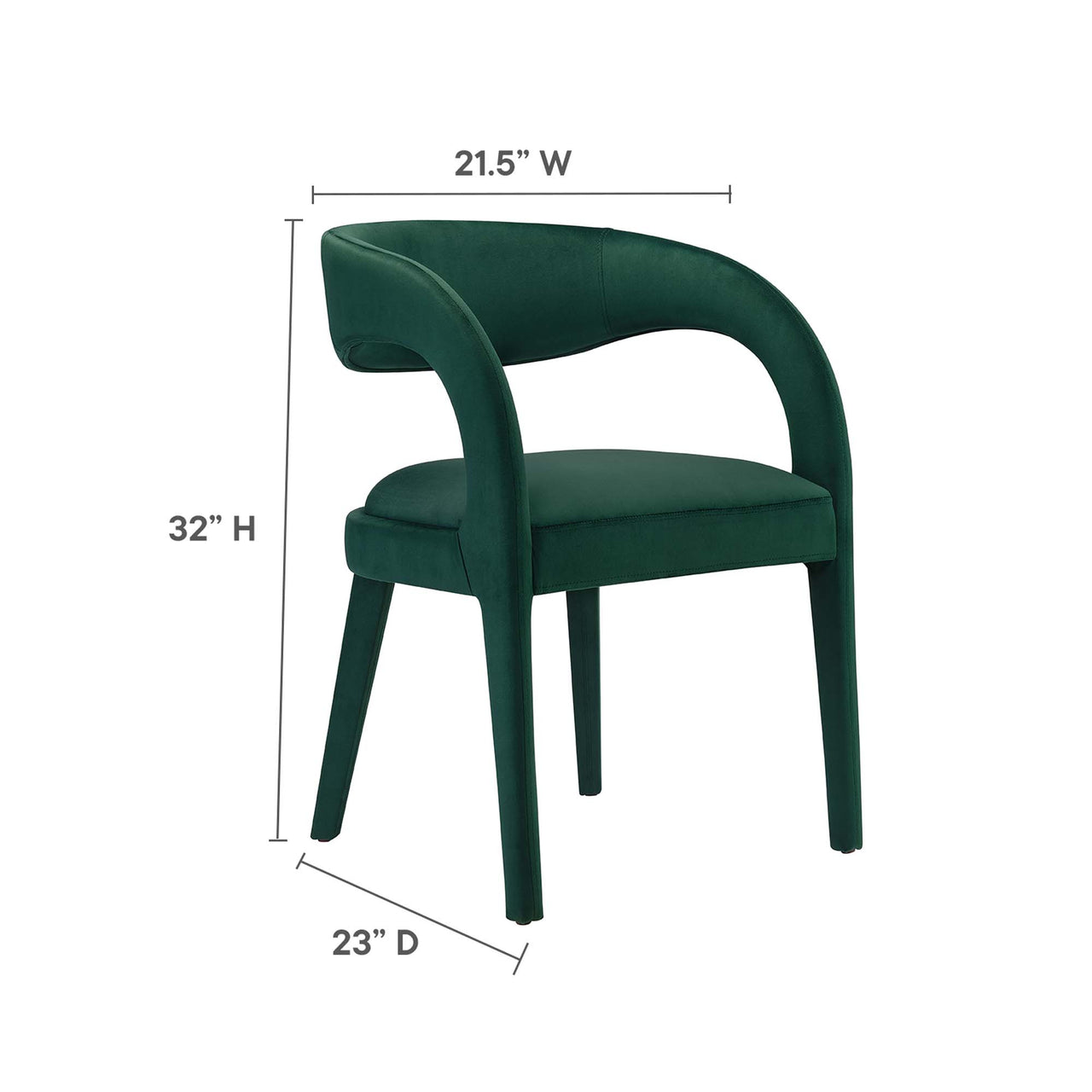 Heron Velvet Dining Chair Set of 2, Green