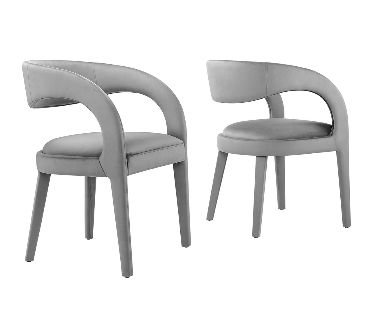 Heron Velvet Dining Chair Set of 2, Gray