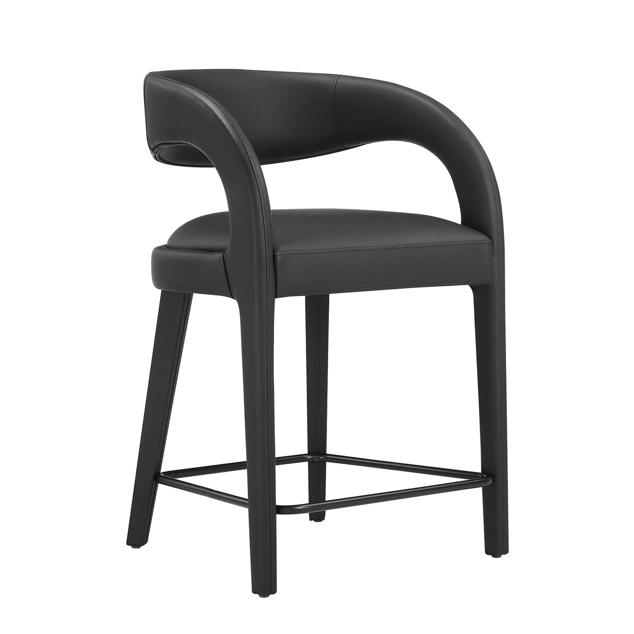 Heron Faux Leather Counter Stool Set of 2, Black