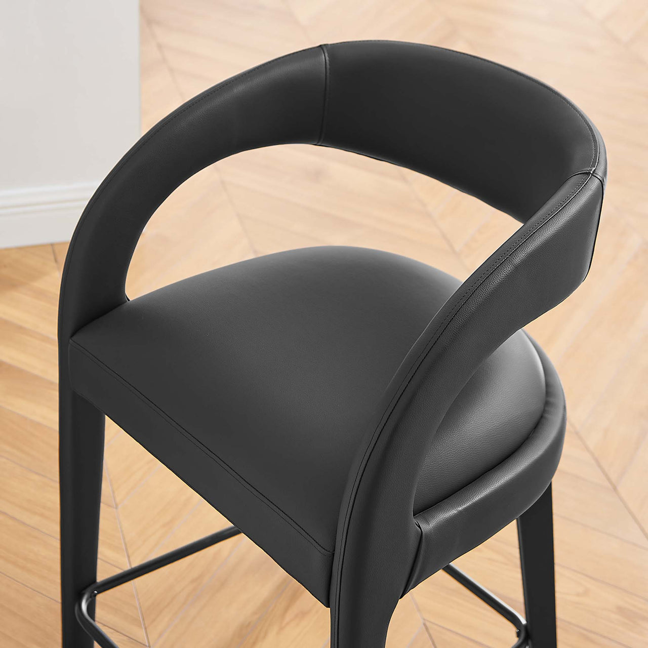 Heron Faux Leather Counter Stool Set of 2, Black