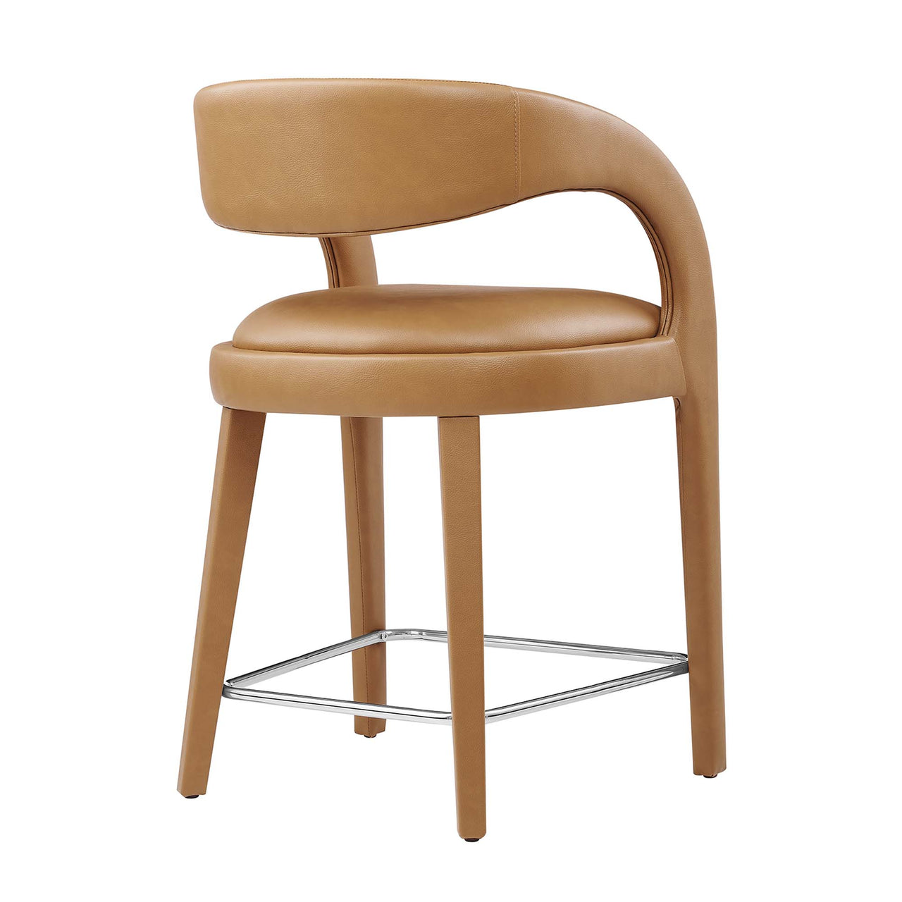 Heron Faux Leather Counter Stool Set of 2, Tan