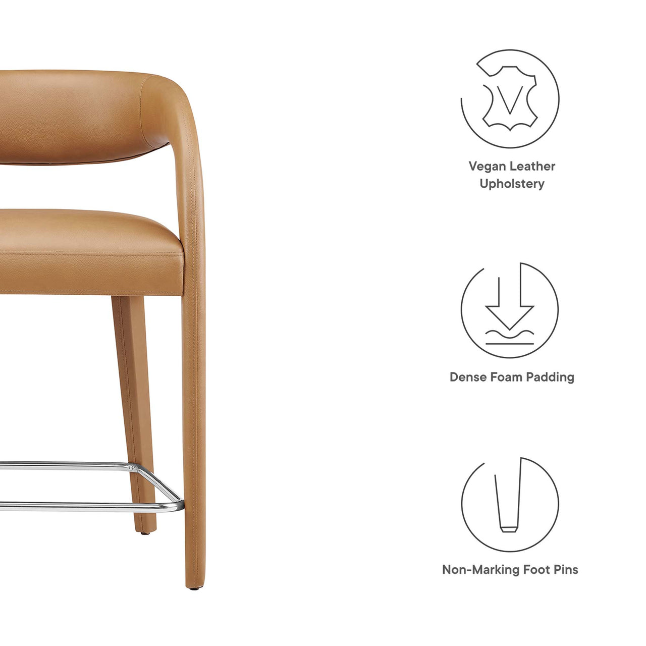 Heron Faux Leather Counter Stool Set of 2, Tan