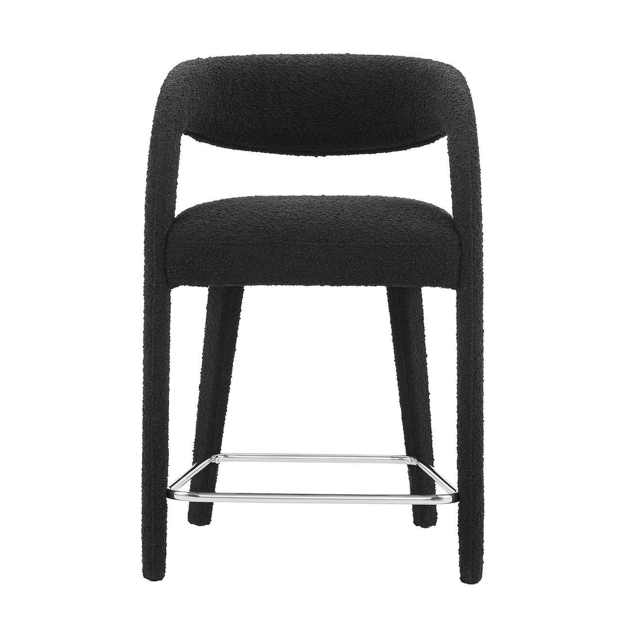 Heron Boucle Counter Stool Set of 2, Black & Silver
