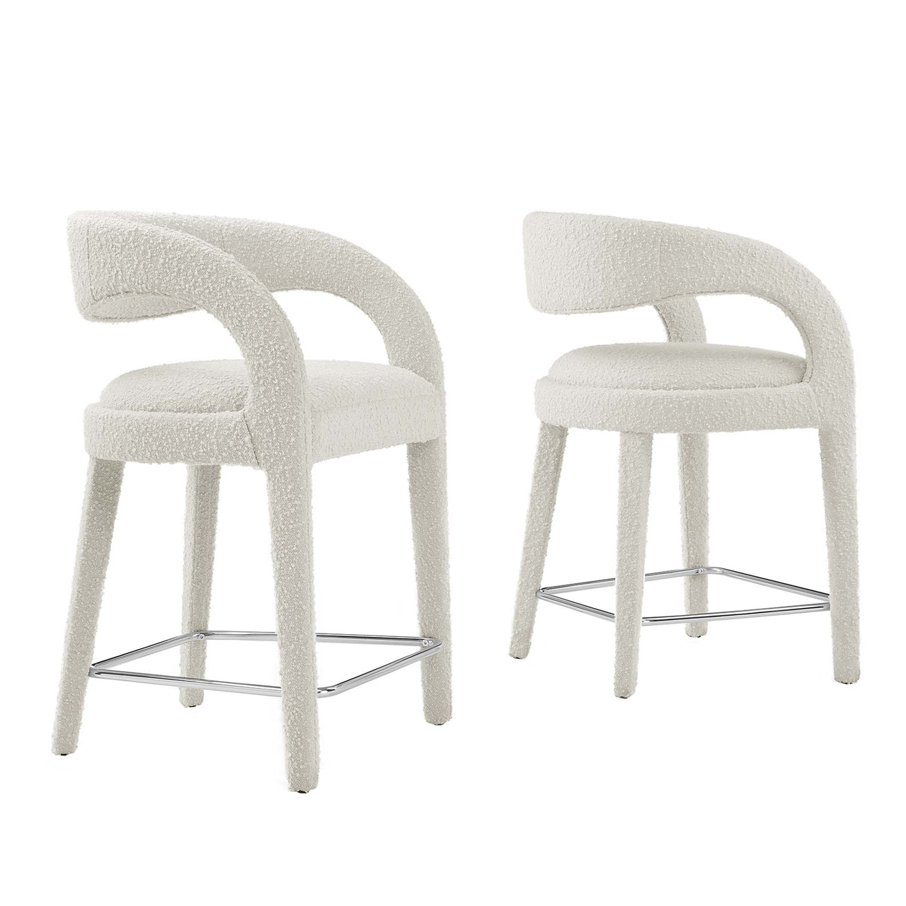Heron Boucle Counter Stool Set of 2, Ivory