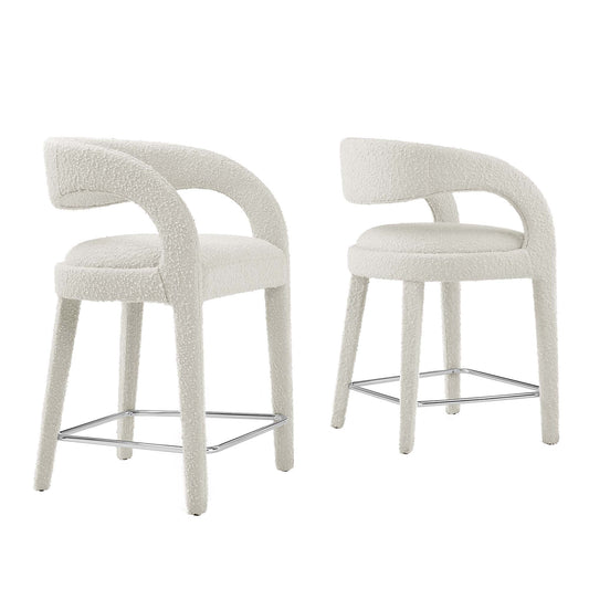 Heron Boucle Counter Stool Set of 2, Ivory