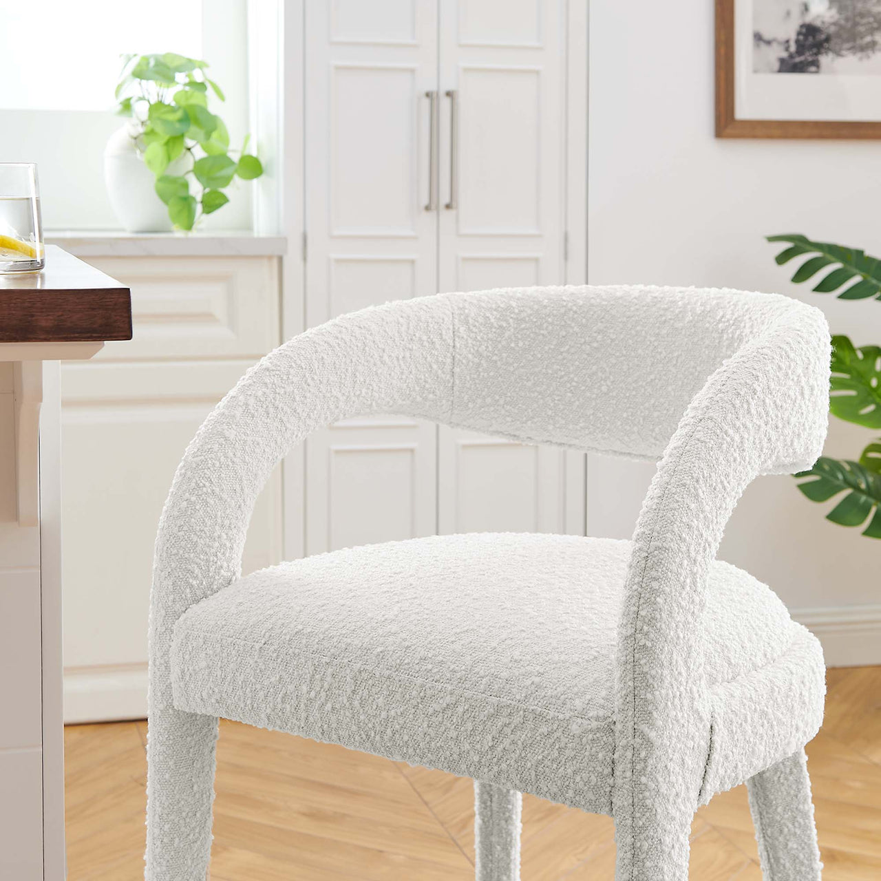 Heron Boucle Counter Stool Set of 2, Ivory