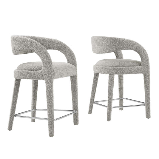 Heron Boucle Counter Stool Set of 2, Taupe