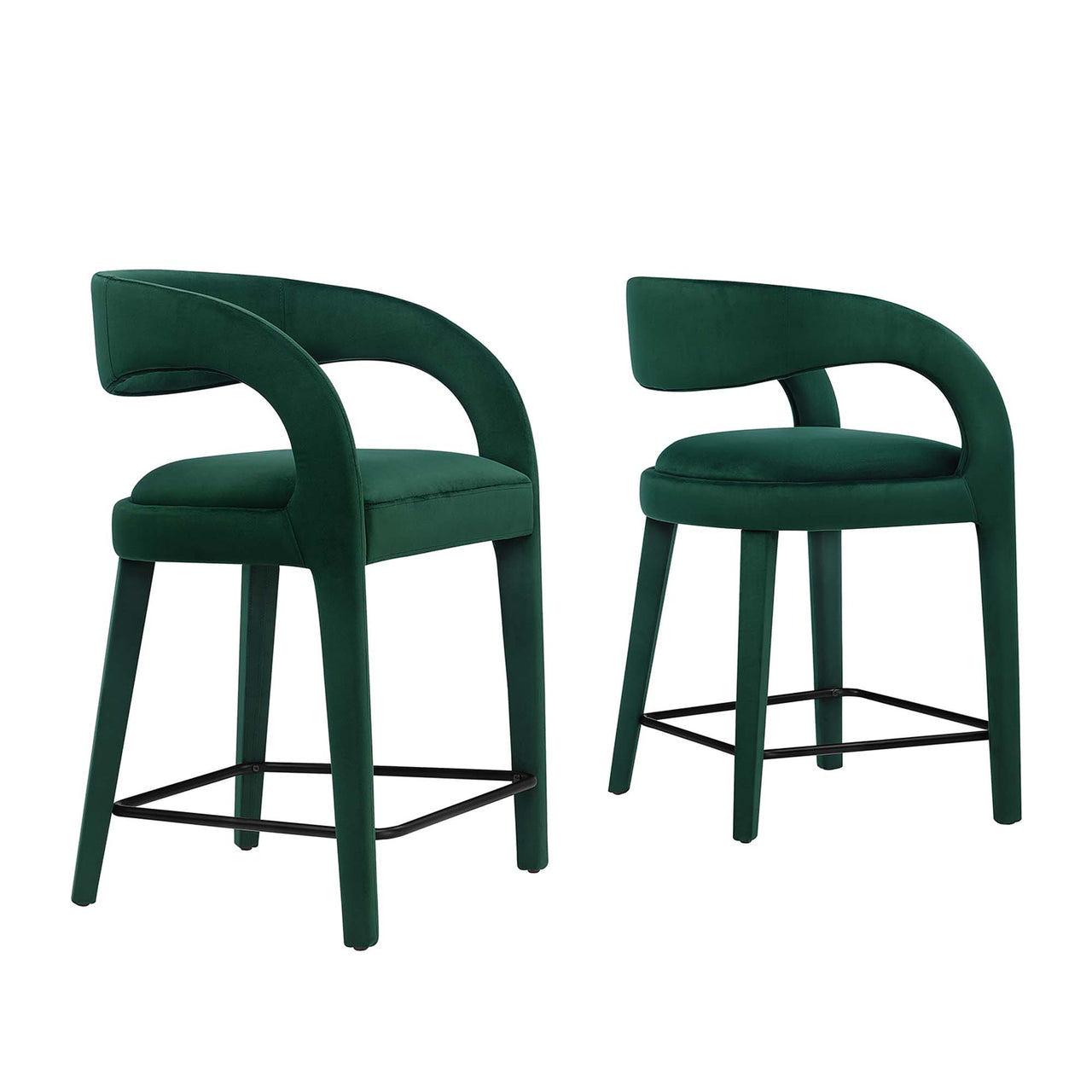 Heron Velvet Counter Stool Set of 2, Green