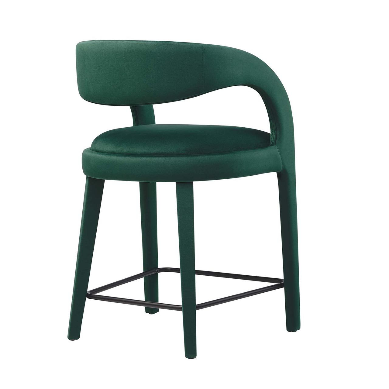 Heron Velvet Counter Stool Set of 2, Green