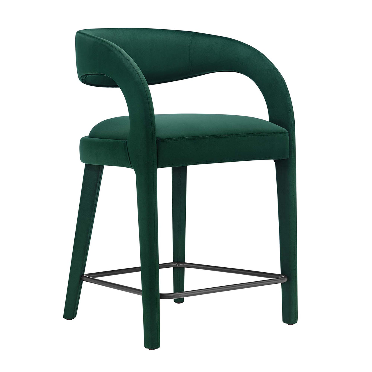 Heron Velvet Counter Stool Set of 2, Green