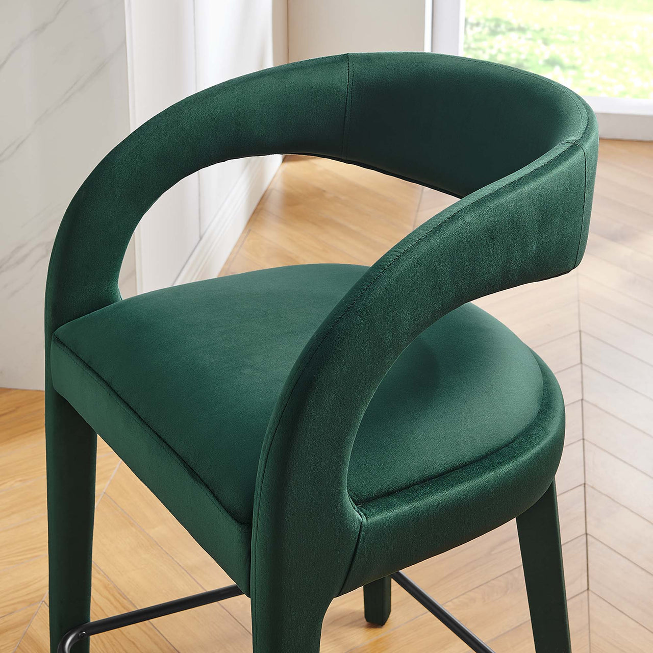 Heron Velvet Counter Stool Set of 2, Green