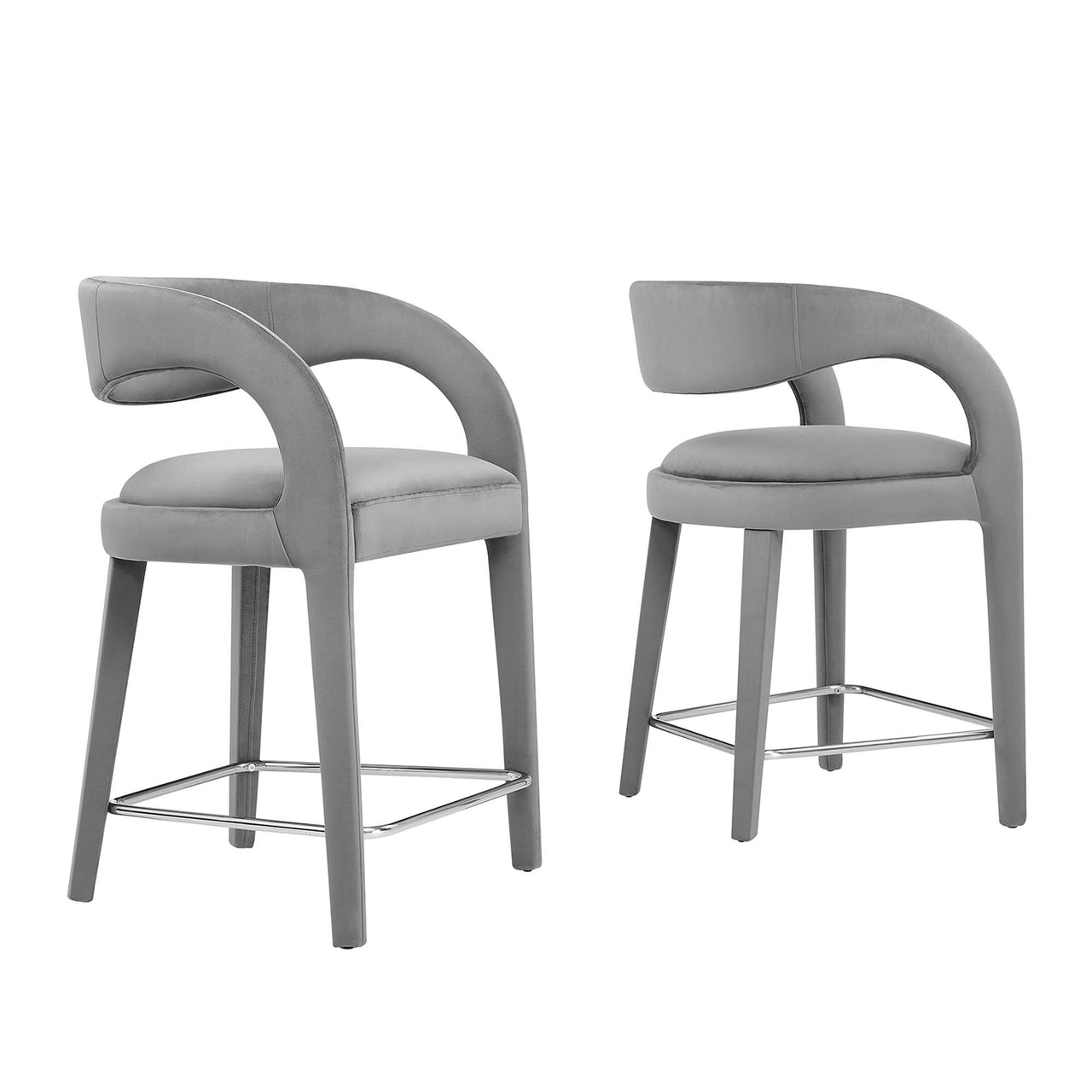 Heron Velvet Counter Stool Set of 2, Gray