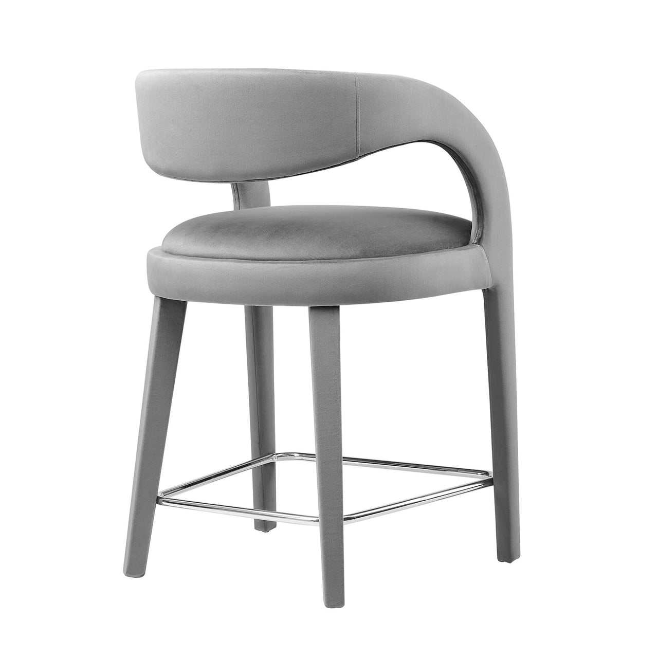 Heron Velvet Counter Stool Set of 2, Gray