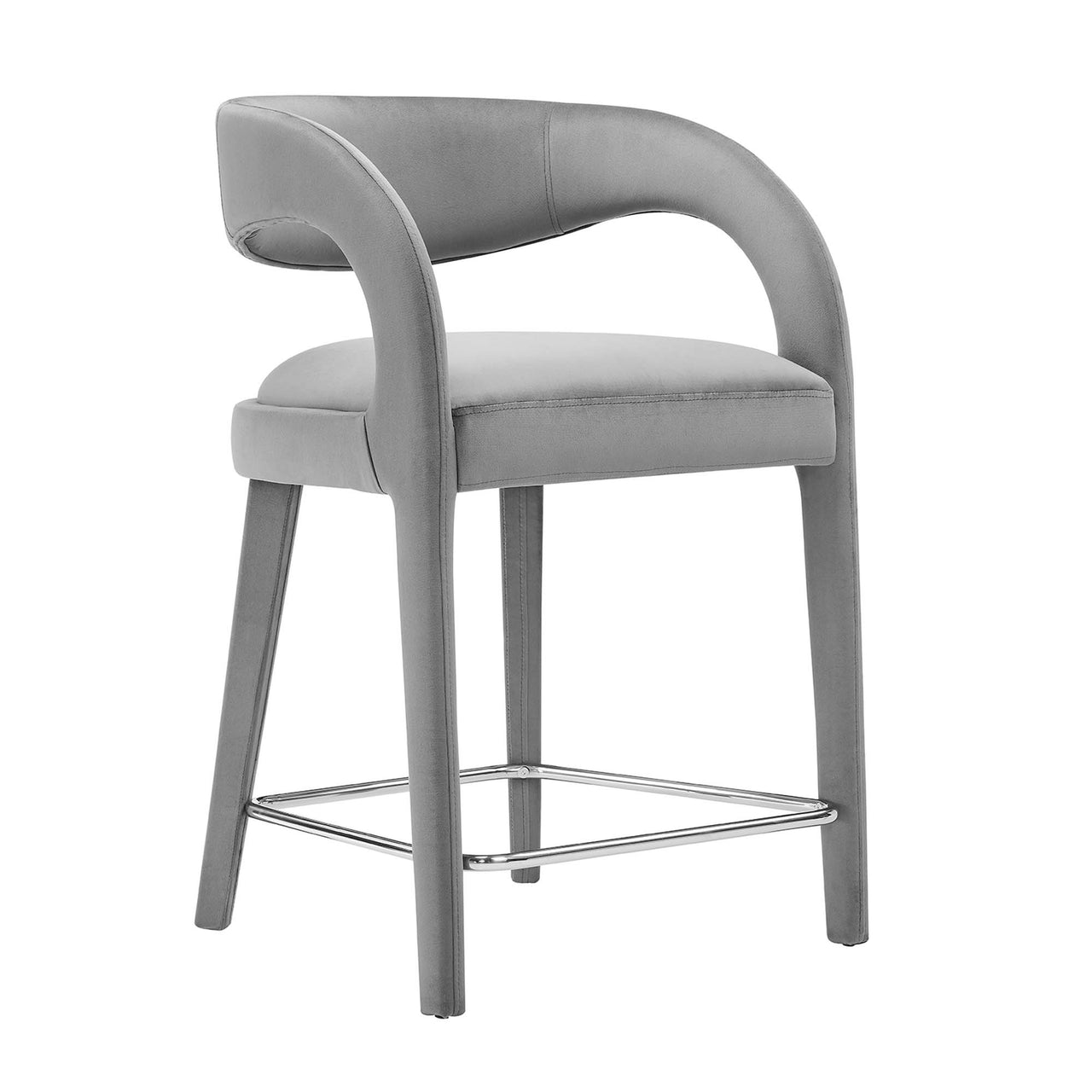 Heron Velvet Counter Stool Set of 2, Gray