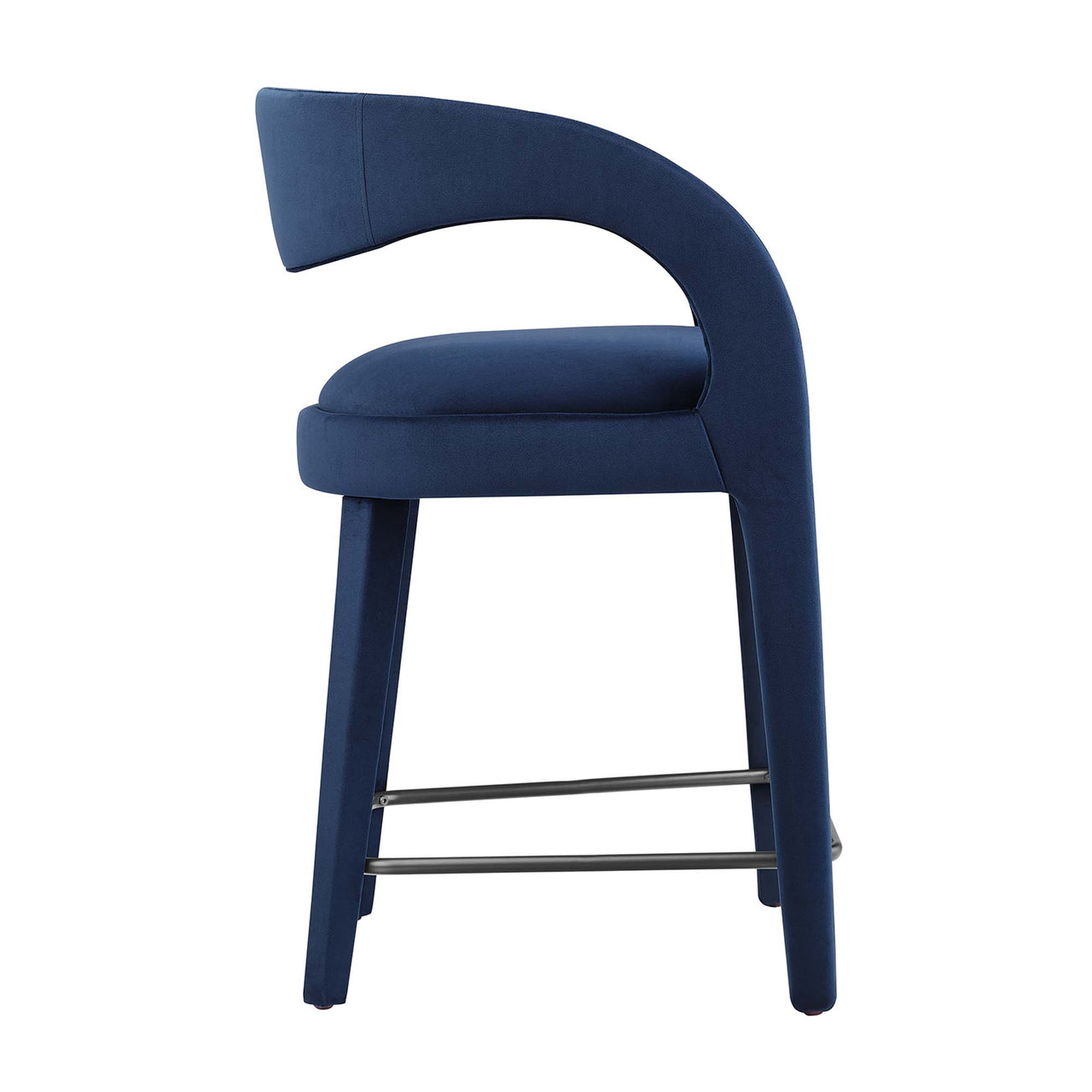 Heron Velvet Counter Stool Set of 2, Dark Blue