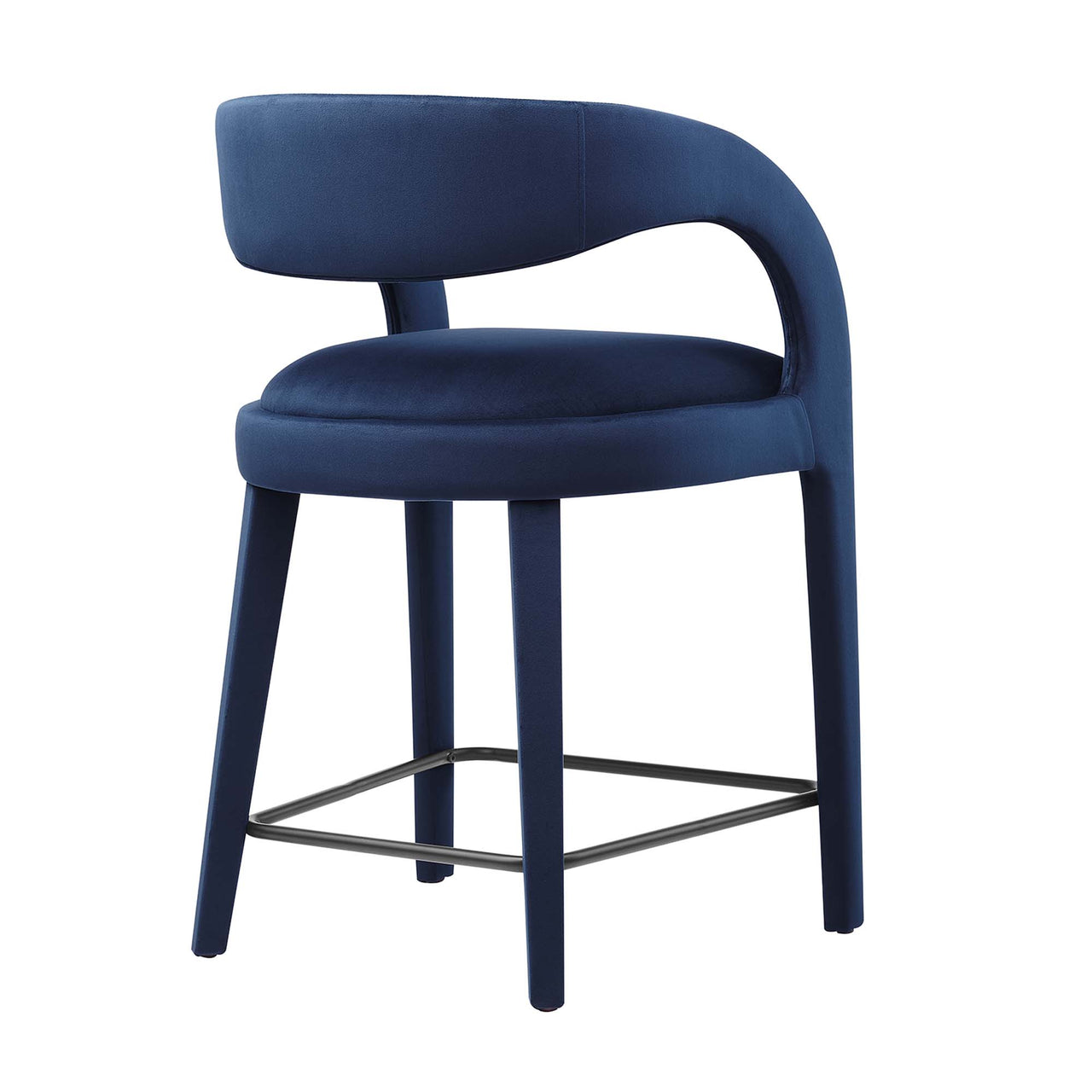 Heron Velvet Counter Stool Set of 2, Dark Blue
