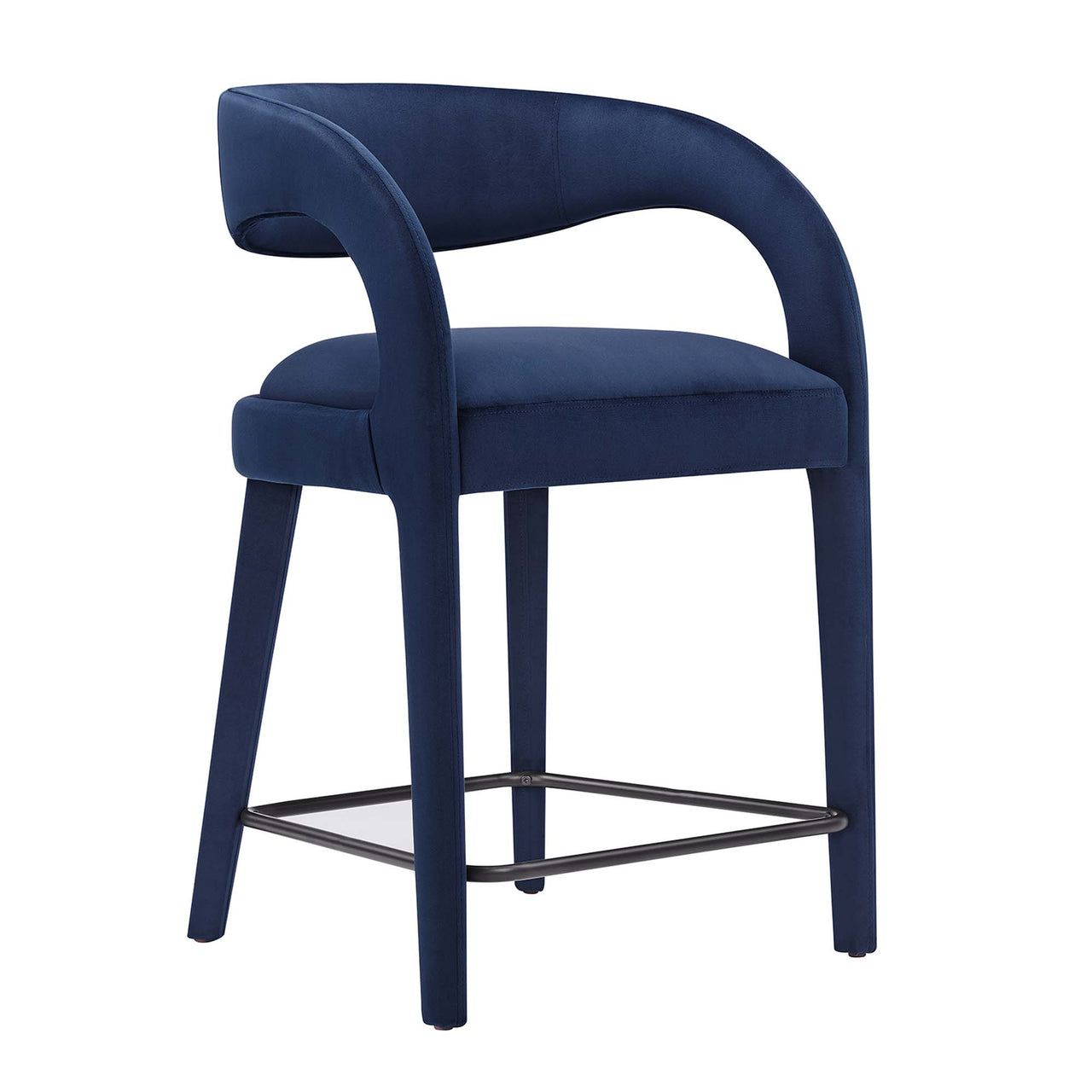 Heron Velvet Counter Stool Set of 2, Dark Blue