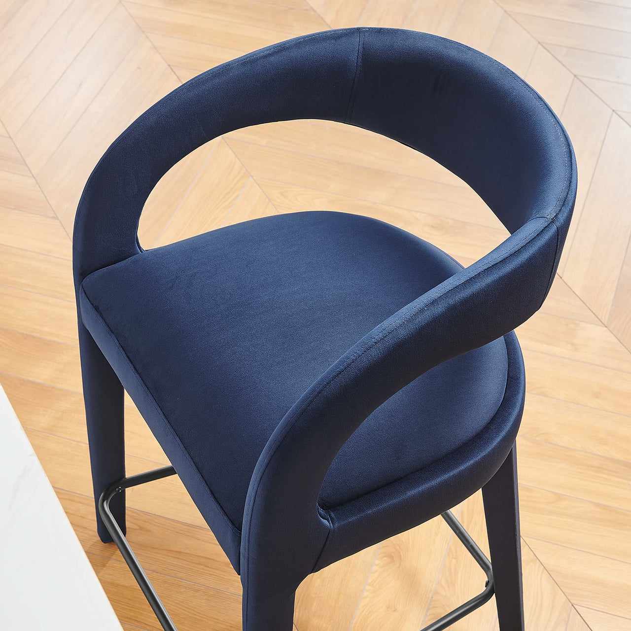 Heron Velvet Counter Stool Set of 2, Dark Blue