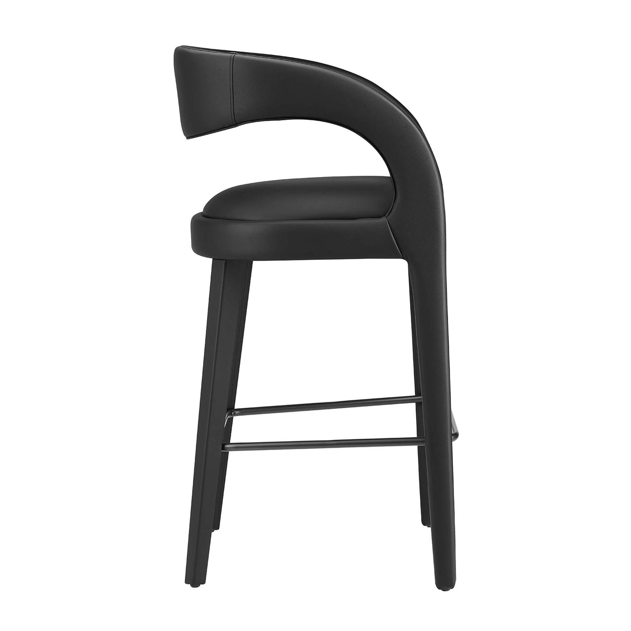 Heron Faux Leather Bar Stool Set of 2, Black
