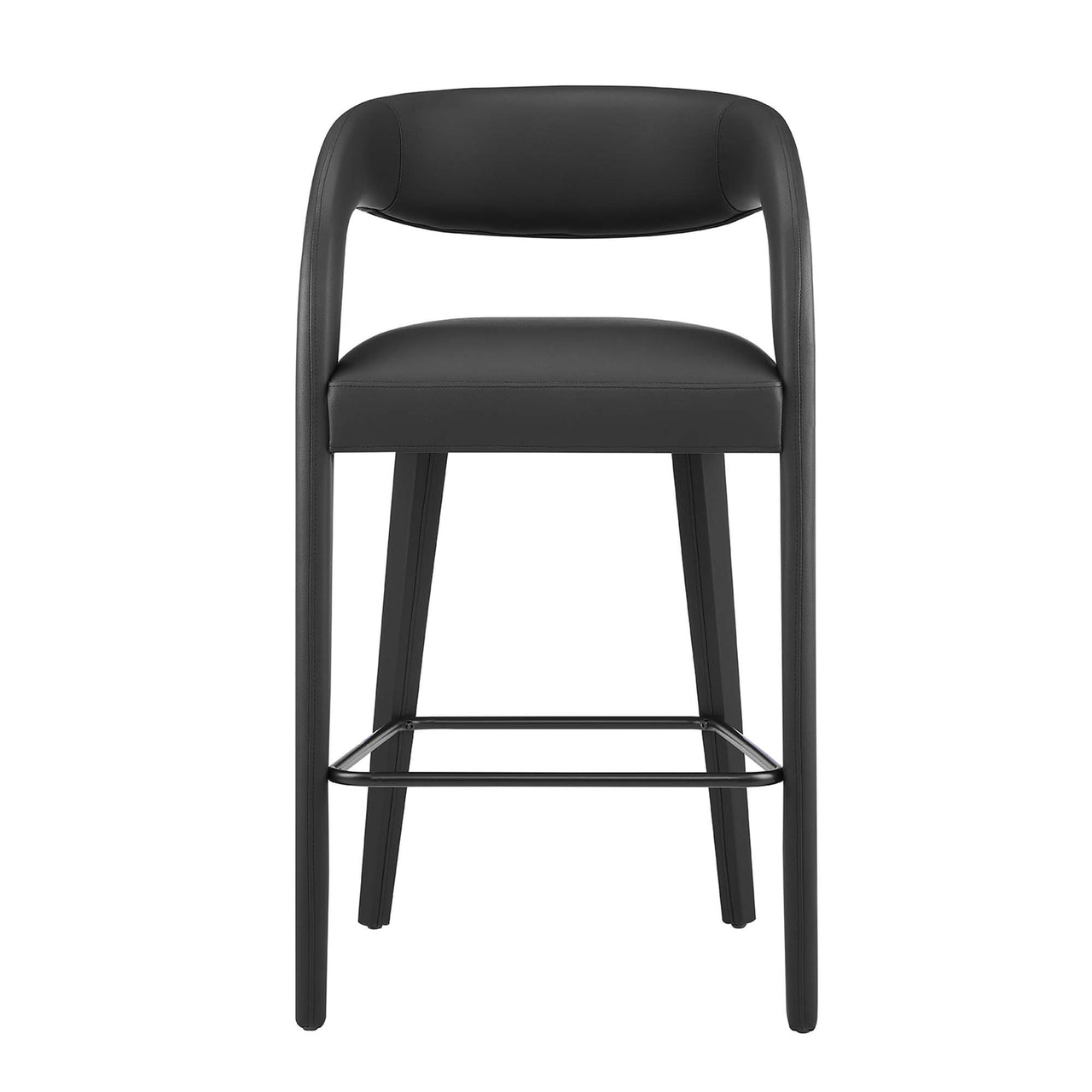 Heron Faux Leather Bar Stool Set of 2, Black