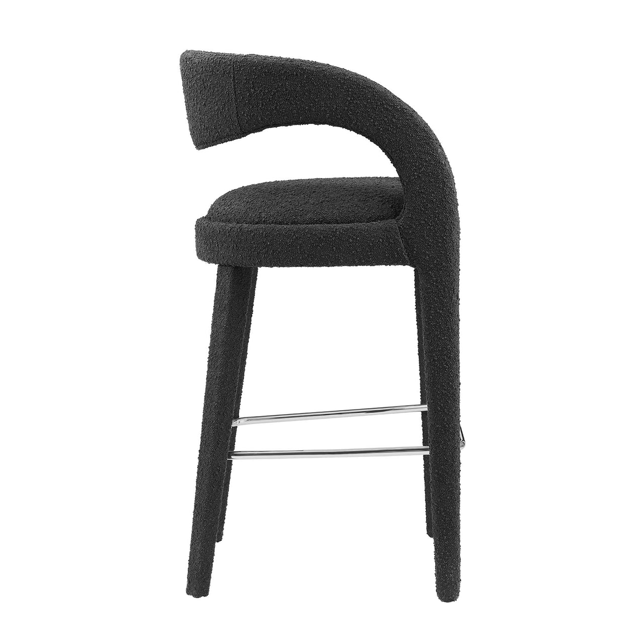 Heron Boucle Bar Stool Set of 2, Black & Silver