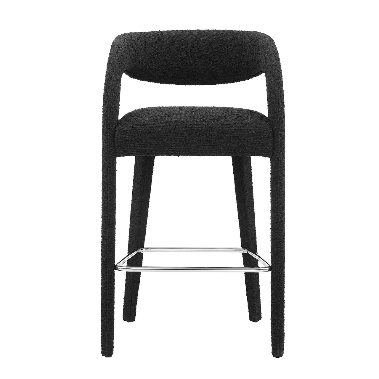 Heron Boucle Bar Stool Set of 2, Black & Silver