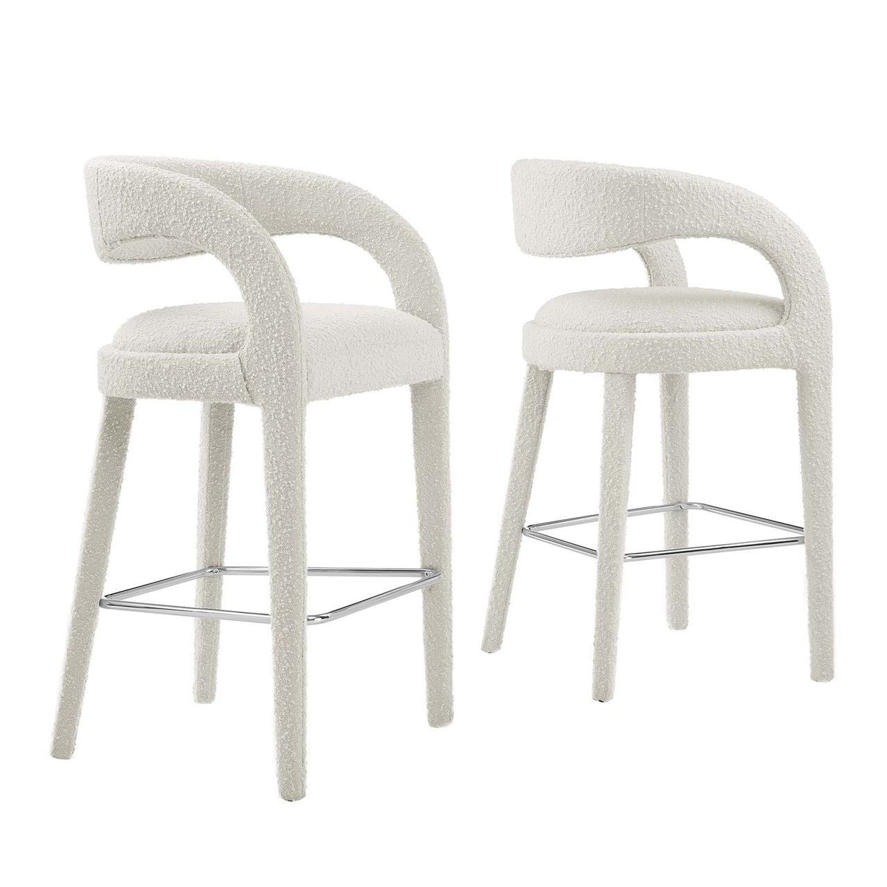 Heron Boucle Bar Stool Set of 2, Ivory