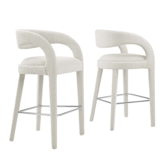 Heron Boucle Bar Stool Set of 2, Ivory