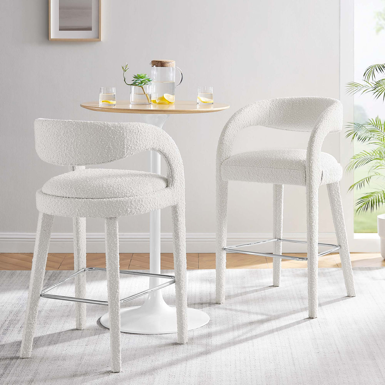 Heron Boucle Bar Stool Set of 2, Ivory