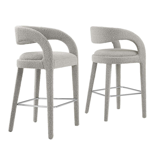 Heron Boucle Bar Stool Set of 2, Taupe