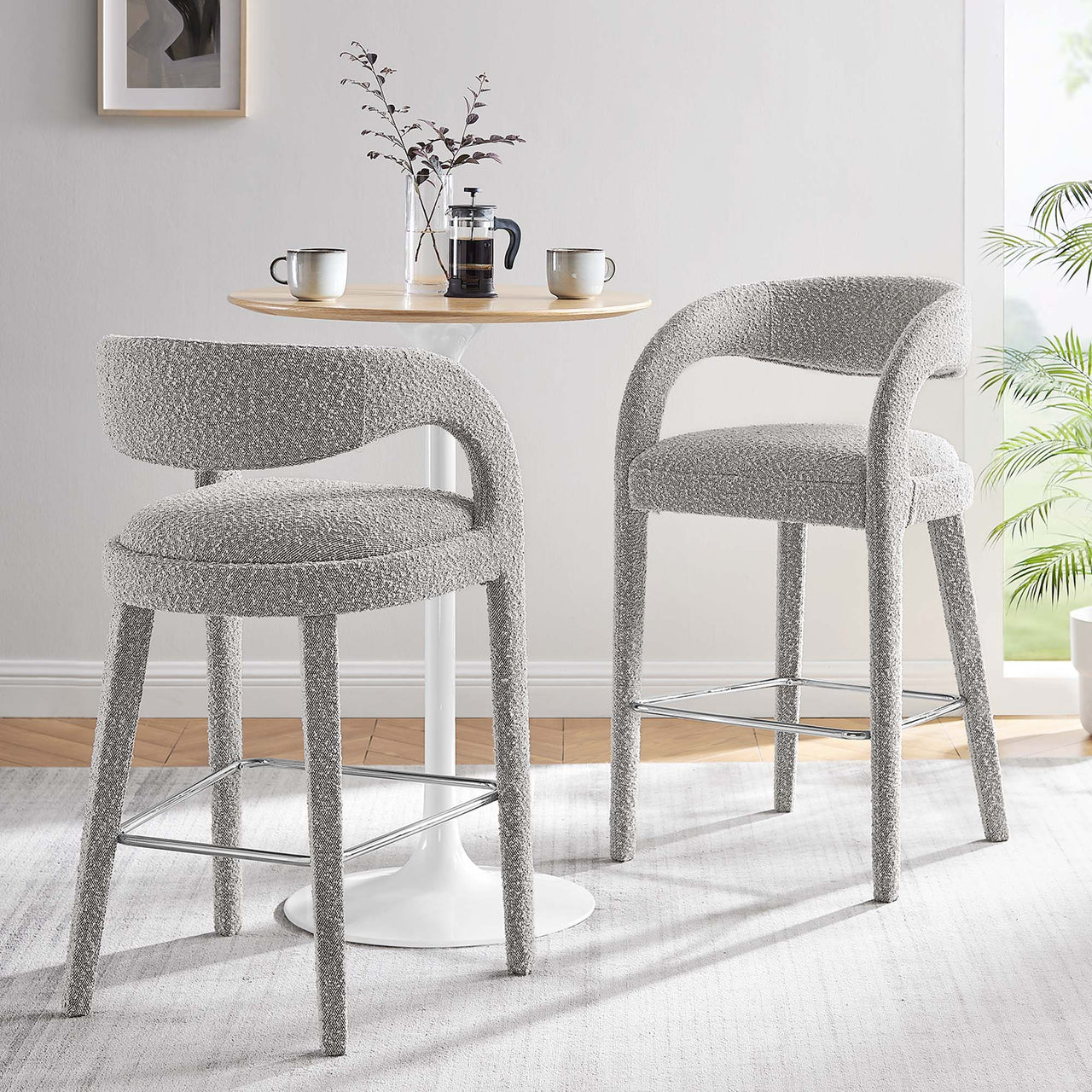 Heron Boucle Bar Stool Set of 2, Taupe