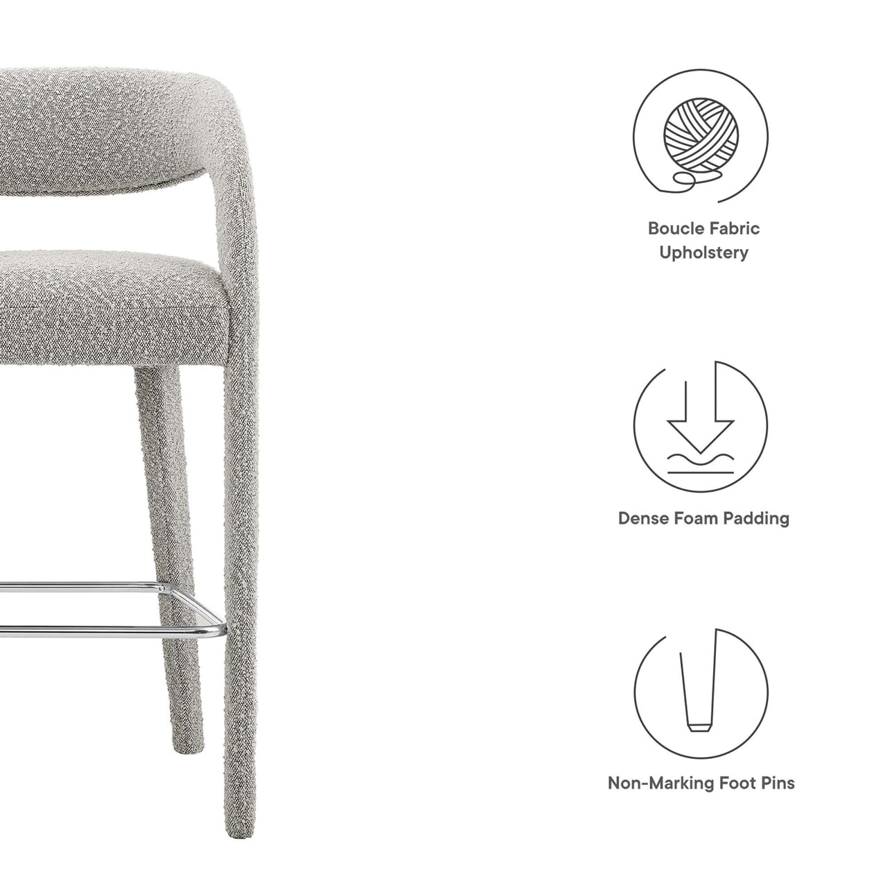 Heron Boucle Bar Stool Set of 2, Taupe