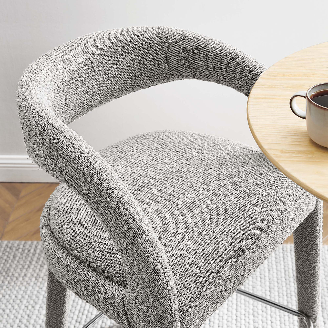 Heron Boucle Bar Stool Set of 2, Taupe