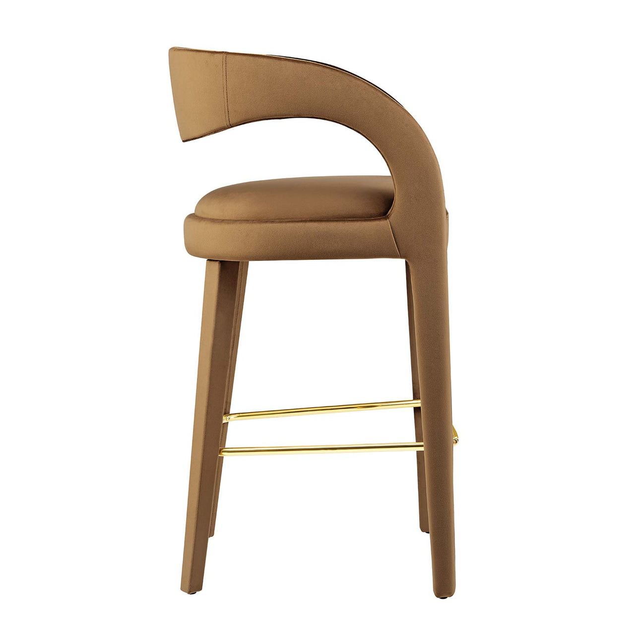 Heron Velvet Bar Stool Set of 2, Brown
