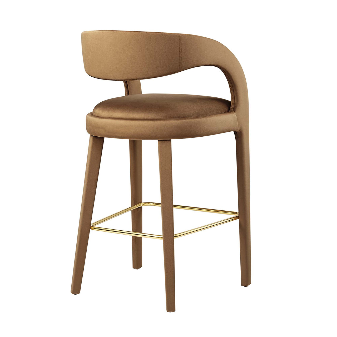 Heron Velvet Bar Stool Set of 2, Brown