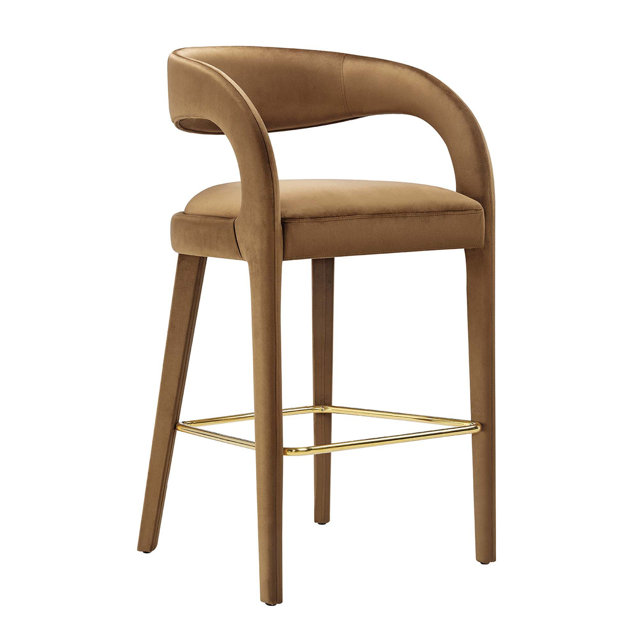 Heron Velvet Bar Stool Set of 2, Brown